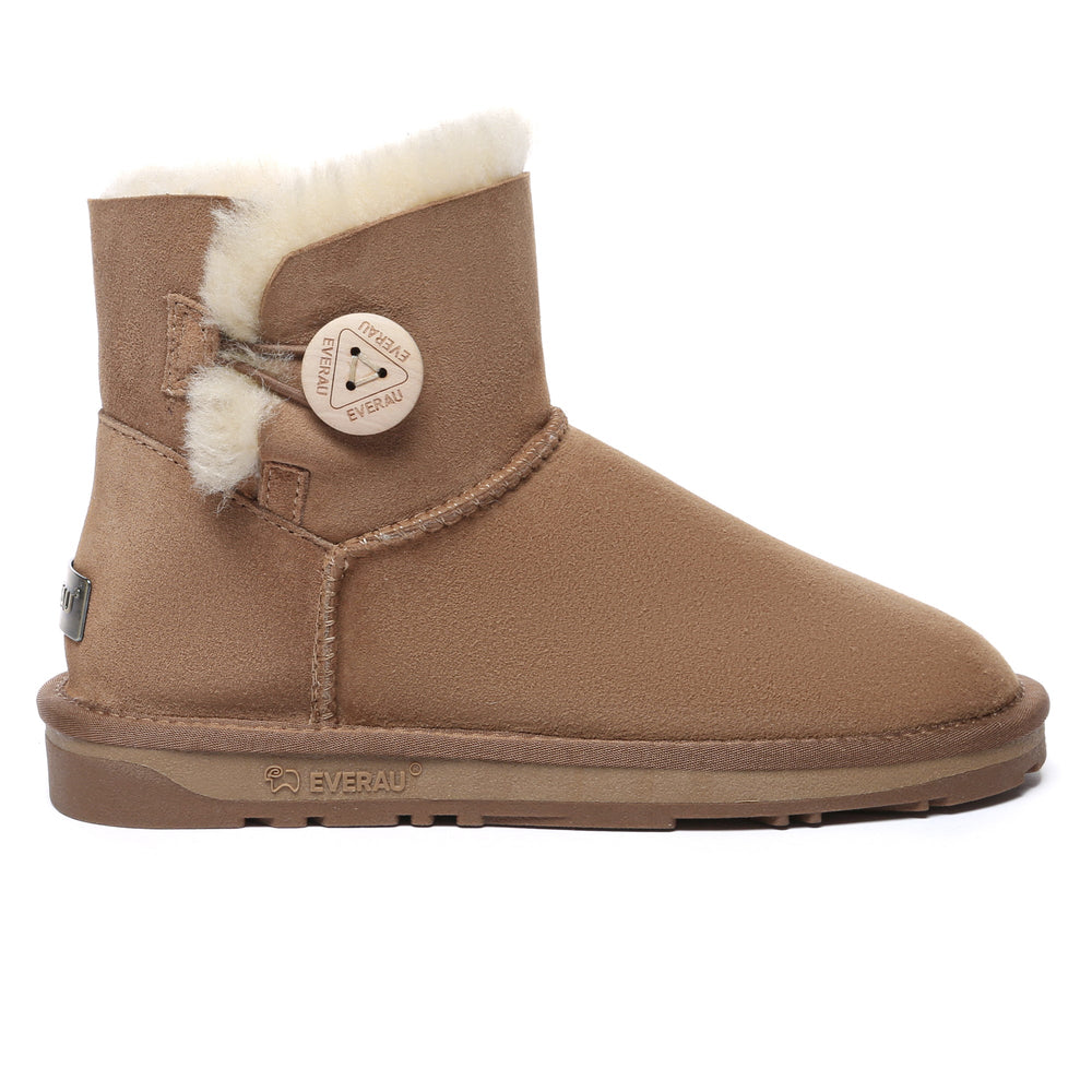 Premium Mini Button Classic Sheepskin Boots