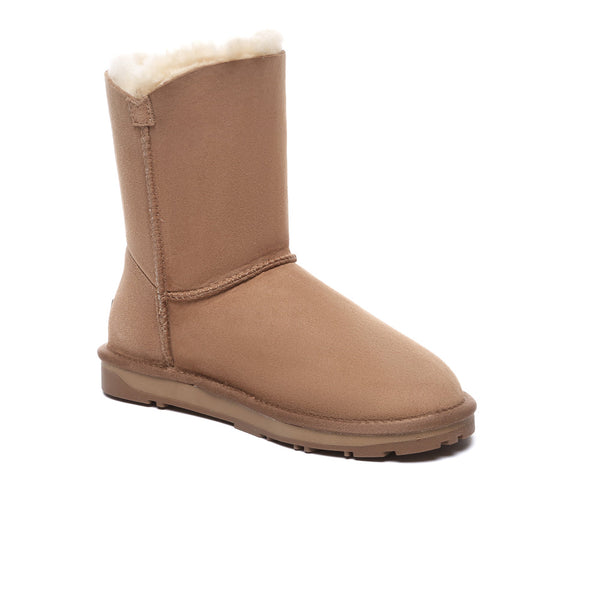 Premium Short Button Classic Sheepskin Boots