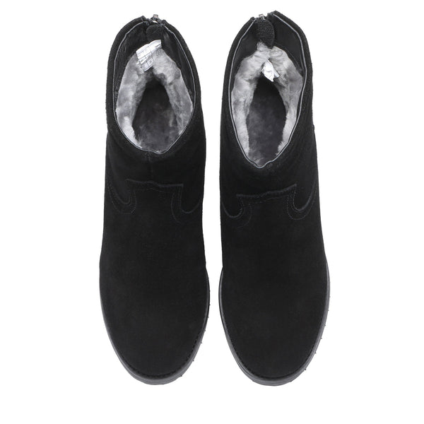 Helene Black Ankle Zipper Heel Boots