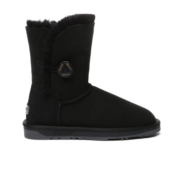 Premium Short Button Classic Sheepskin Boots