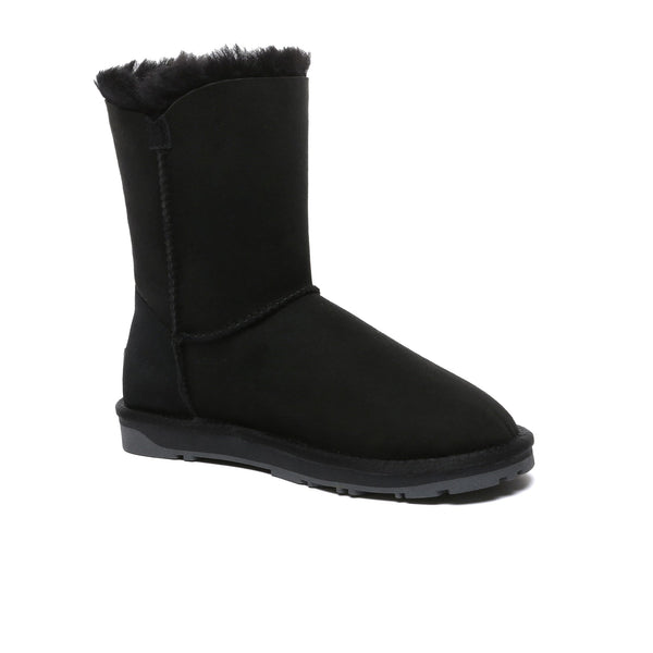 Premium Short Button Classic Sheepskin Boots