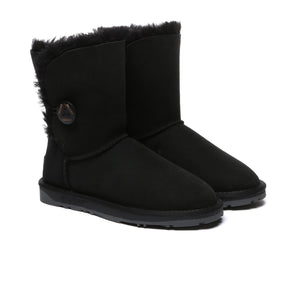 Premium Short Button Classic Sheepskin Boots