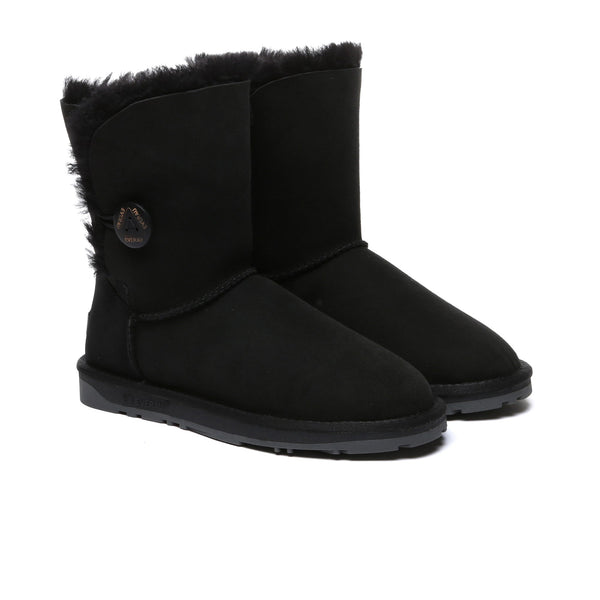 Premium Short Button Classic Sheepskin Boots
