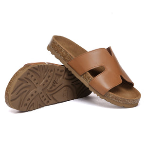 Women Cork Style Leather Slides