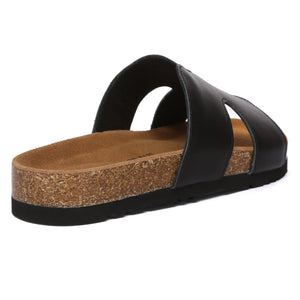 Women Cork Style Leather Slides