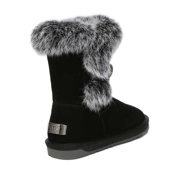 Premium Foxy Button Fur Boots