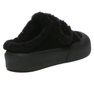 Adjustable Shearling Strap Slippers