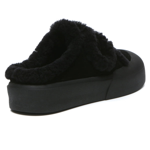 Adjustable Shearling Strap Slippers
