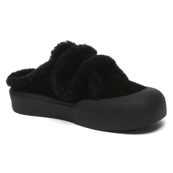 Adjustable Shearling Strap Slippers