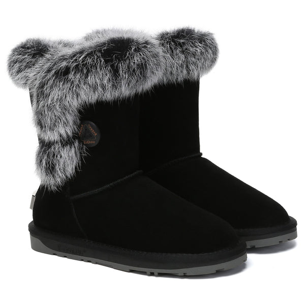 Premium Foxy Button Fur Boots