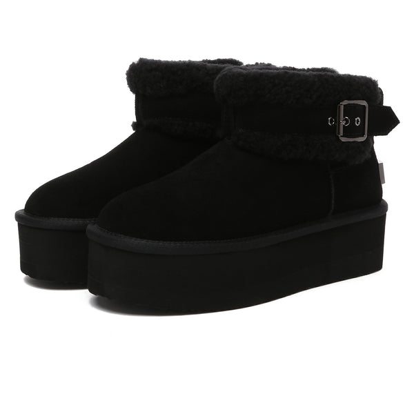 Buckle Strap Platform Boots