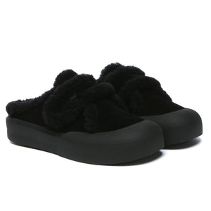 Adjustable Shearling Strap Slippers
