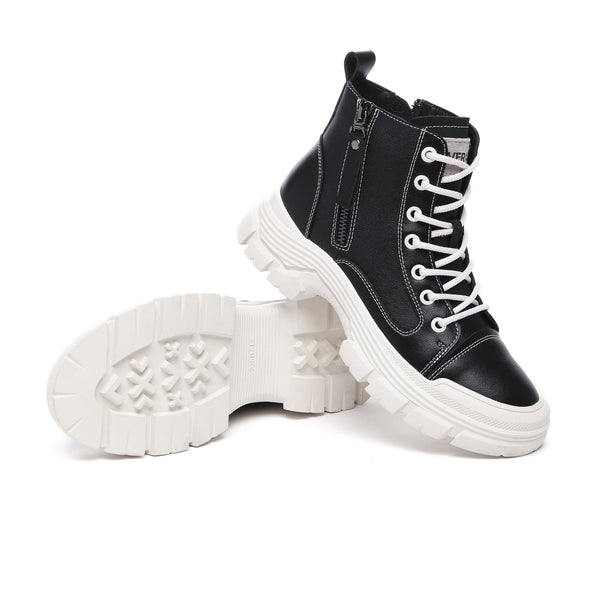 Leather Chunky Ankle Boots