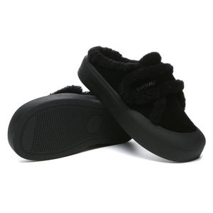 Adjustable Shearling Strap Slippers