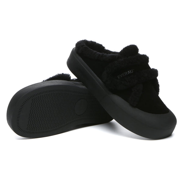 Adjustable Shearling Strap Slippers