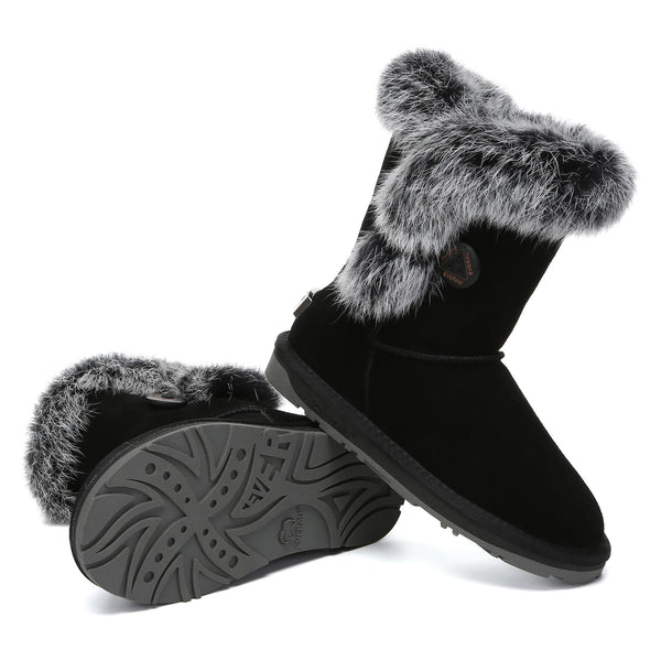 Premium Foxy Button Fur Boots