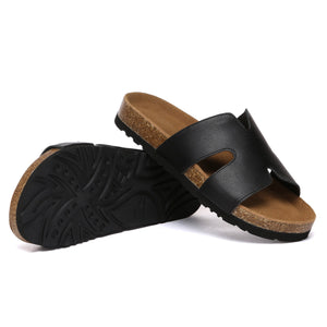 Women Cork Style Leather Slides