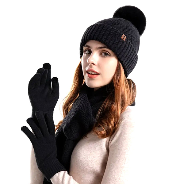 3 in 1 Beanie Scarf Gloves Set