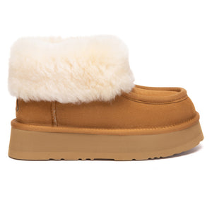 EverUgg Loofee UGG boots in tan with plush fur lining, showcasing the cozy, stylish winter footwear design.