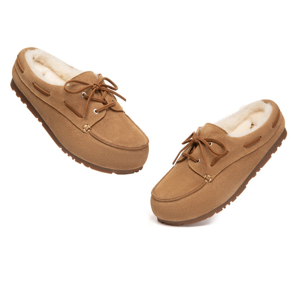 EverUgg Churna UGG slippers with plush lining and cozy design, featuring soft suede exterior and comfortable slip-on style.