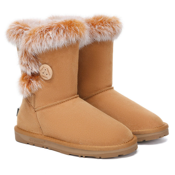 Premium Foxy Button Fur Boots