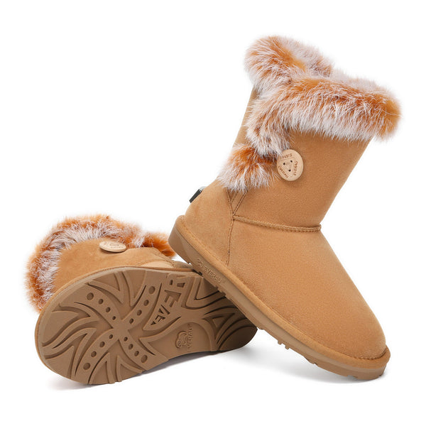 Premium Foxy Button Fur Boots