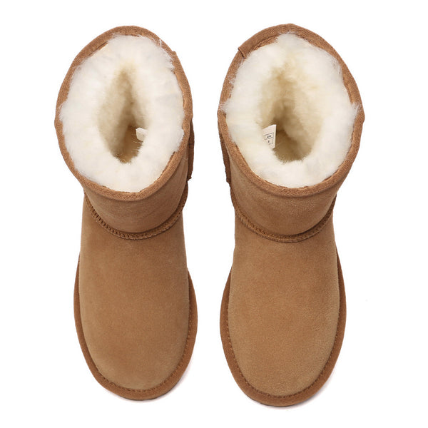 Short Classic Suede Sheepskin Winter Boots
