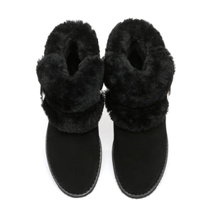 Collette Buckled Strap Fluffy Boots