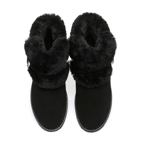 Collette Buckled Strap Fluffy Boots