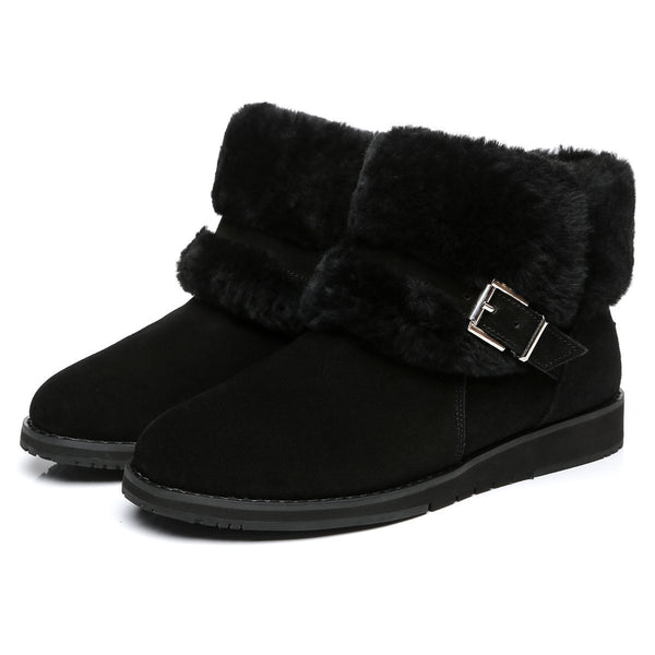 Collette Buckled Strap Fluffy Boots