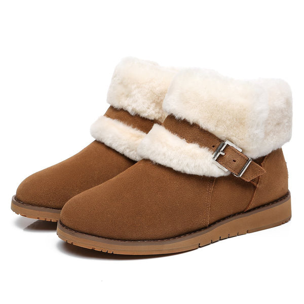 Collette Buckled Strap Fluffy Boots