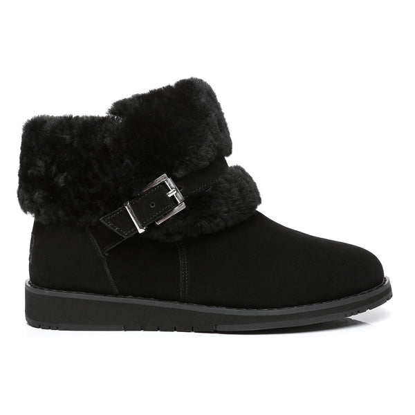 Collette Buckled Strap Fluffy Boots