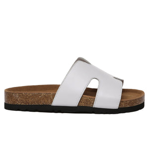 Women Cork Style Leather Slides