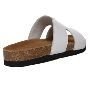 Women Cork Style Leather Slides