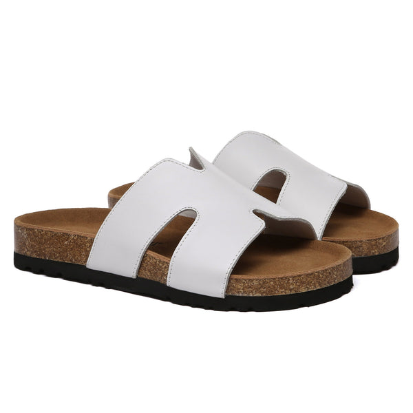 Women Cork Style Leather Slides