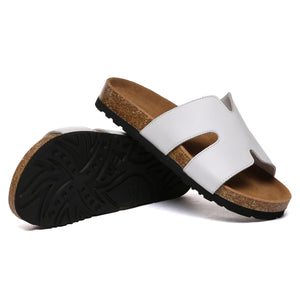 Women Cork Style Leather Slides