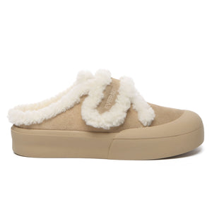 Adjustable Shearling Strap Slippers