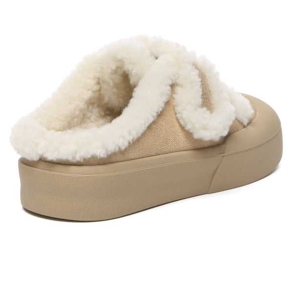 Adjustable Shearling Strap Slippers