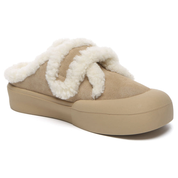 Adjustable Shearling Strap Slippers