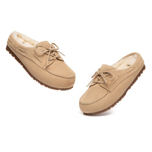 EverUgg Churna UGG slippers with soft, plush interior and tan suede exterior, designed for comfort and casual style.