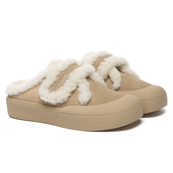 Adjustable Shearling Strap Slippers
